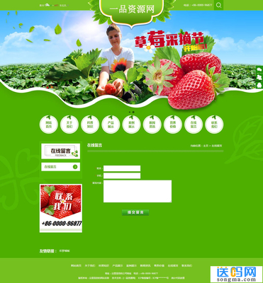 绿色水果蔬菜农产品织梦模板(带手机端)